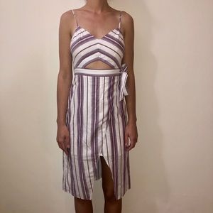 NEW EXPRESS WHITE AND PURPLE LINEN SUMMER DRESS